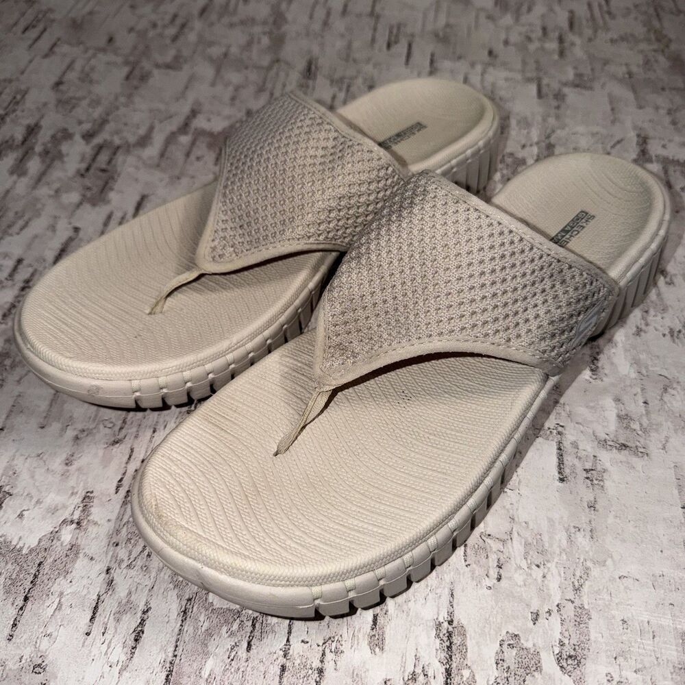 Skechers Go Walk Smart Shimmer Natural color Womens Sandal Slip-On Size 10
